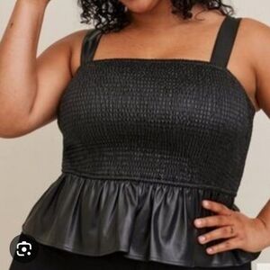 Torrid Black Smocked Peplum Tank Top